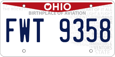 OH license plate FWT9358