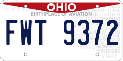 OH license plate FWT9372