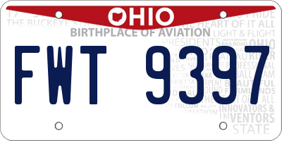 OH license plate FWT9397
