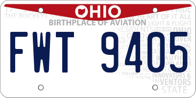 OH license plate FWT9405