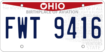 OH license plate FWT9416