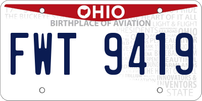 OH license plate FWT9419