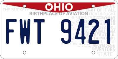 OH license plate FWT9421