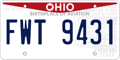 OH license plate FWT9431