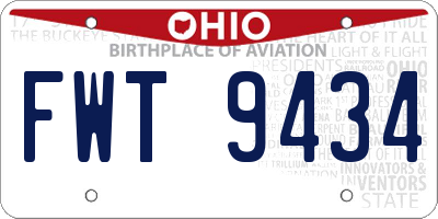 OH license plate FWT9434