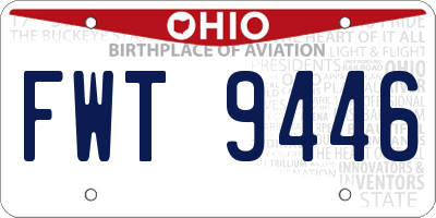 OH license plate FWT9446