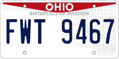 OH license plate FWT9467