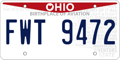 OH license plate FWT9472