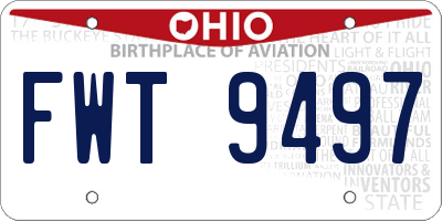 OH license plate FWT9497