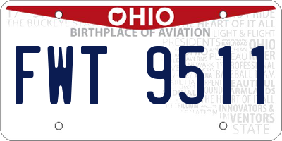 OH license plate FWT9511