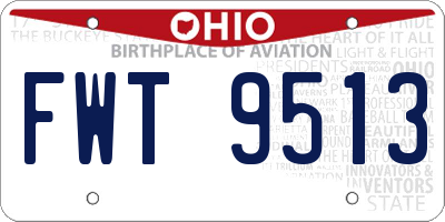 OH license plate FWT9513