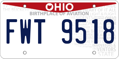 OH license plate FWT9518