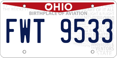 OH license plate FWT9533