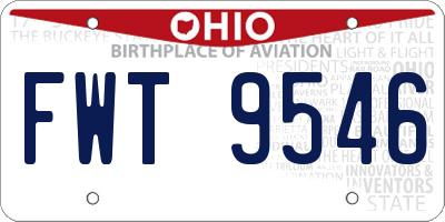 OH license plate FWT9546