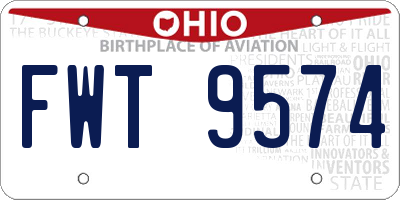 OH license plate FWT9574