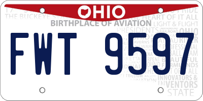 OH license plate FWT9597