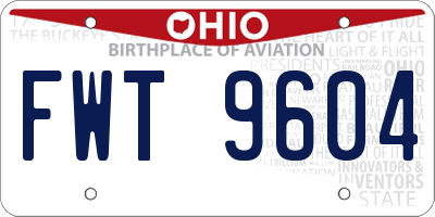 OH license plate FWT9604