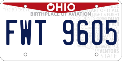 OH license plate FWT9605