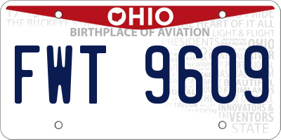 OH license plate FWT9609