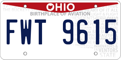 OH license plate FWT9615