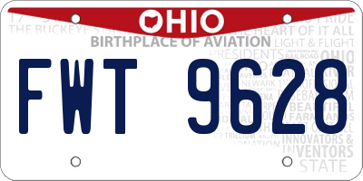 OH license plate FWT9628