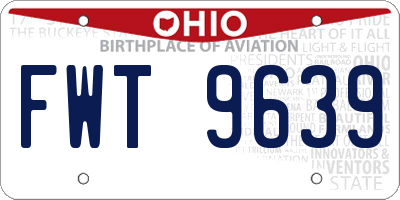 OH license plate FWT9639