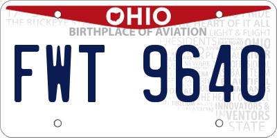OH license plate FWT9640