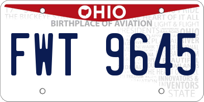 OH license plate FWT9645