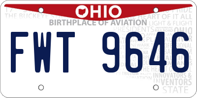 OH license plate FWT9646