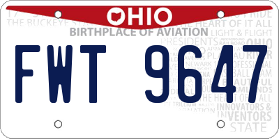 OH license plate FWT9647