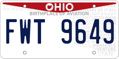 OH license plate FWT9649