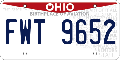 OH license plate FWT9652