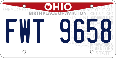 OH license plate FWT9658