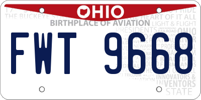 OH license plate FWT9668