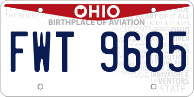 OH license plate FWT9685