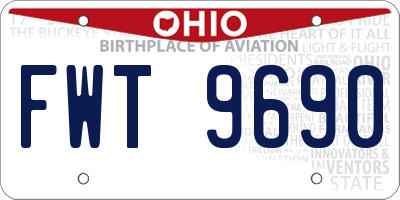 OH license plate FWT9690