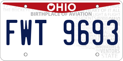 OH license plate FWT9693