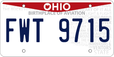 OH license plate FWT9715