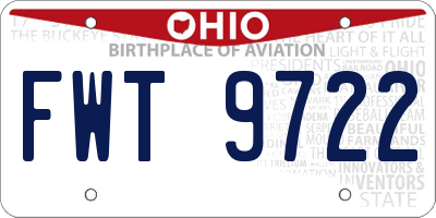 OH license plate FWT9722