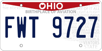 OH license plate FWT9727