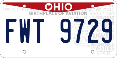 OH license plate FWT9729