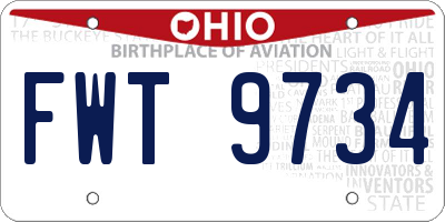 OH license plate FWT9734