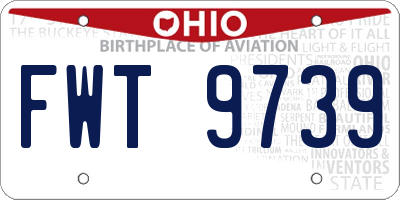 OH license plate FWT9739
