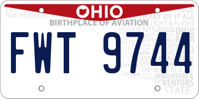 OH license plate FWT9744