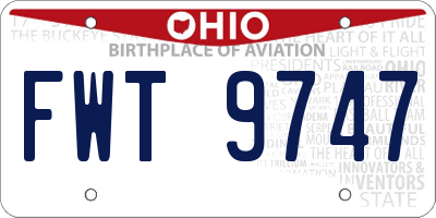 OH license plate FWT9747