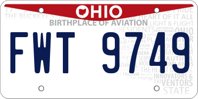 OH license plate FWT9749