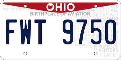 OH license plate FWT9750