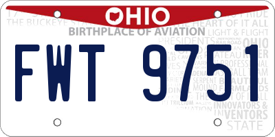 OH license plate FWT9751
