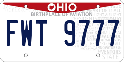 OH license plate FWT9777