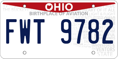 OH license plate FWT9782